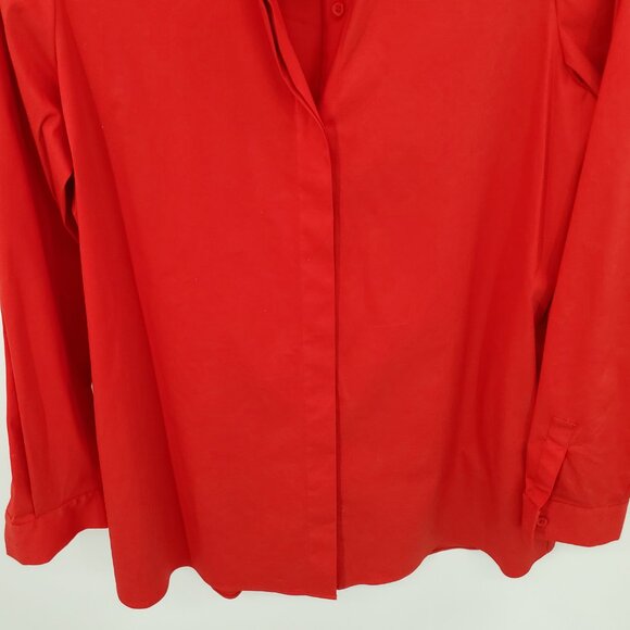 Lafayette 148 New York Stretch Cotton Straight Shirt S Red - Picture 6 of 14